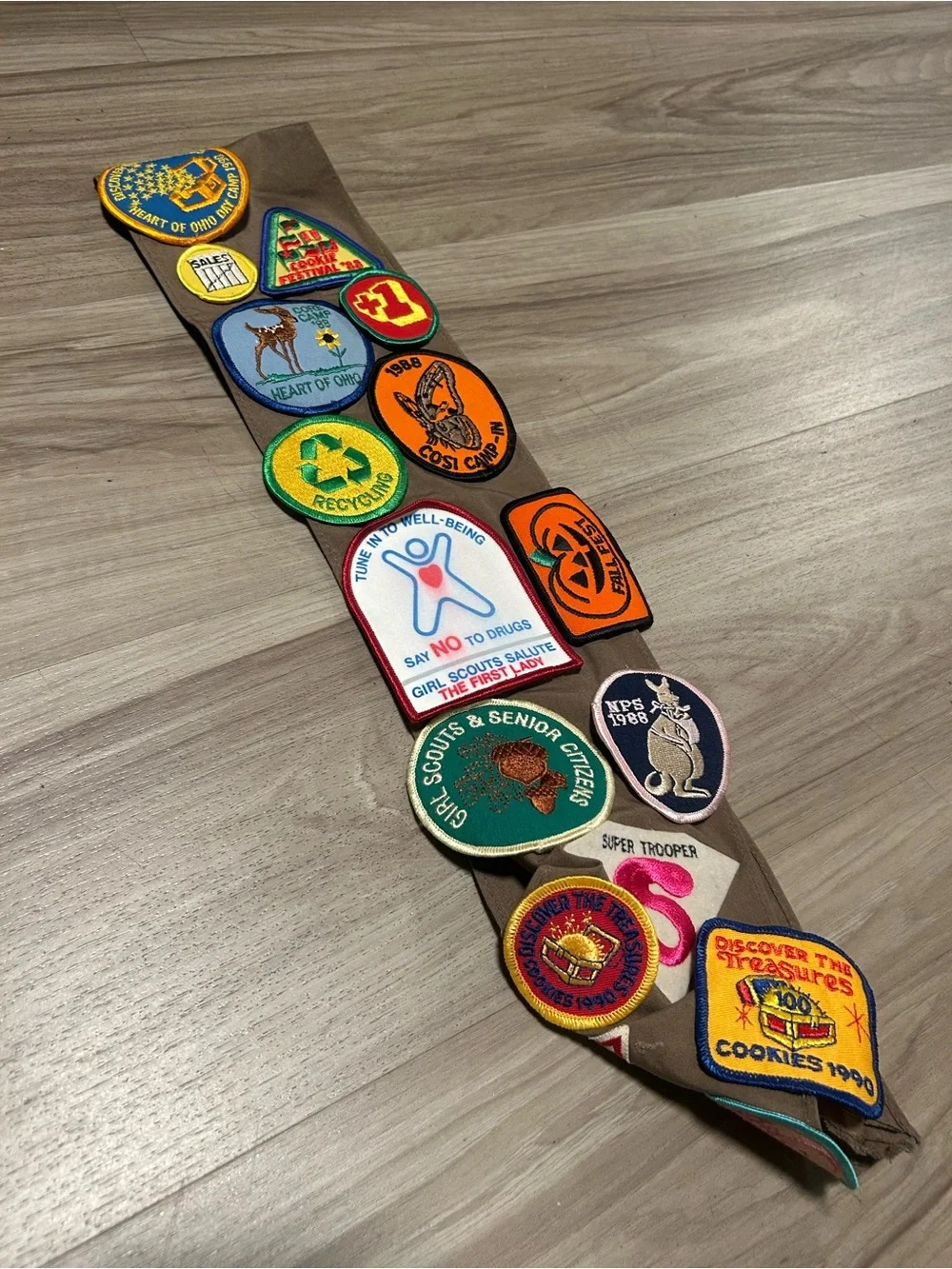 Vintage 1980s Girl Scouts Loaded Sash with 30+ Patches